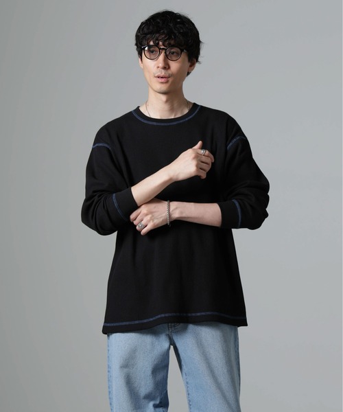 NANO universe（ナノユニバース）の「ステッチワッフルＴシャツ 長袖（Tシャツ/カットソー・メンズ・ホワイト/チャコール/ブラック・L/M）」の11枚目の写真
