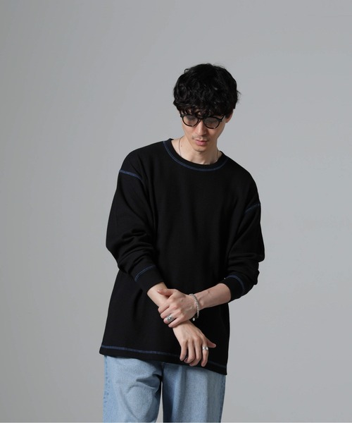 NANO universe（ナノユニバース）の「ステッチワッフルＴシャツ 長袖（Tシャツ/カットソー・メンズ・ホワイト/チャコール/ブラック・L/M）」の13枚目の写真