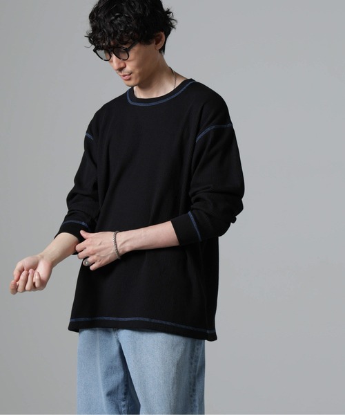 NANO universe（ナノユニバース）の「ステッチワッフルＴシャツ 長袖（Tシャツ/カットソー・メンズ・ホワイト/チャコール/ブラック・L/M）」の14枚目の写真
