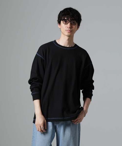 NANO universe（ナノユニバース）の「ステッチワッフルＴシャツ 長袖（Tシャツ/カットソー・メンズ・ホワイト/チャコール/ブラック・L/M）」の12枚目の写真