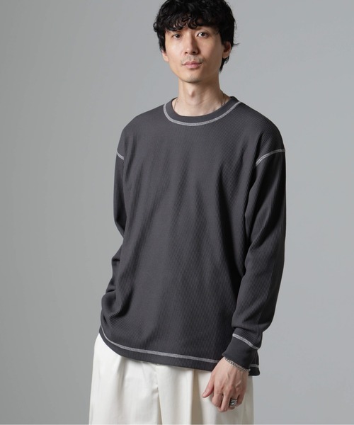 NANO universe（ナノユニバース）の「ステッチワッフルＴシャツ 長袖（Tシャツ/カットソー・メンズ・ホワイト/チャコール/ブラック・L/M）」の20枚目の写真