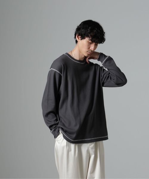 NANO universe（ナノユニバース）の「ステッチワッフルＴシャツ 長袖（Tシャツ/カットソー・メンズ・ホワイト/チャコール/ブラック・L/M）」の21枚目の写真