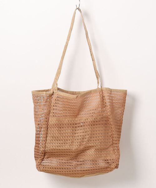 Pochi Pouch(ポチポーチ)の「Pochi Pouch/大容量 メッシュ バッグ トラベル ビーチ トートバッグ(トートバッグ・レディース・アイボリー/ベージュ/ブラック・FREE)」の4枚目の写真