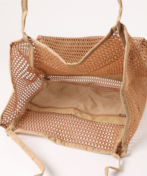 Pochi Pouch(ポチポーチ)の「Pochi Pouch/大容量 メッシュ バッグ トラベル ビーチ トートバッグ(トートバッグ・レディース・アイボリー/ベージュ/ブラック・FREE)」の6枚目の写真