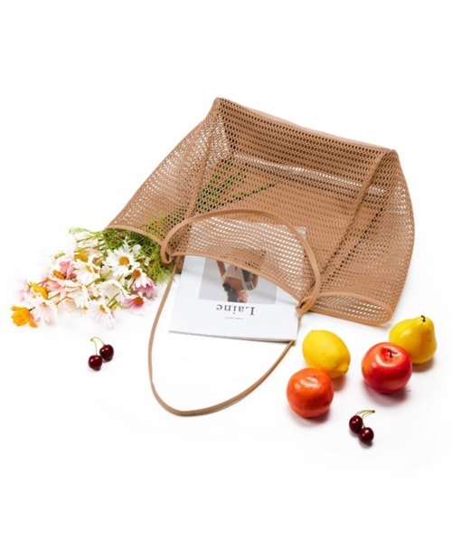 Pochi Pouch(ポチポーチ)の「Pochi Pouch/大容量 メッシュ バッグ トラベル ビーチ トートバッグ(トートバッグ・レディース・アイボリー/ベージュ/ブラック・FREE)」の18枚目の写真
