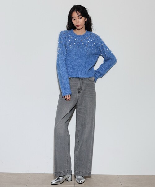 【セール】クルーネックパール調ニット（ニット/セーター）｜GALLEST（ギャレスト）