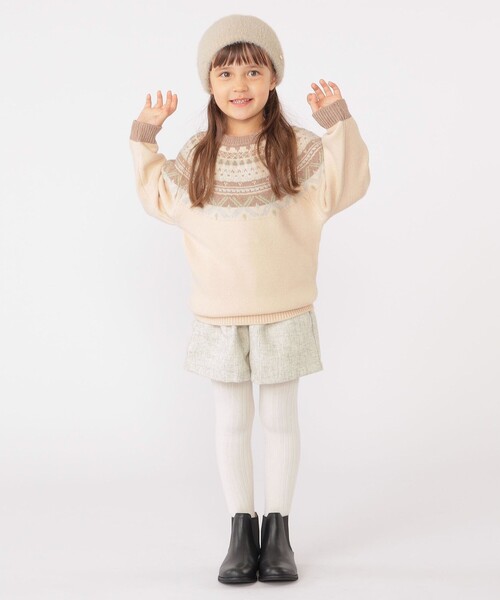 SHIPS（シップス）の「SHIPS KIDS:ガールズ ニット ワッチ（ニットキャップ/ビーニー・キッズ・ベージュ/ライトピンク・ONE SIZE）」の4枚目の写真