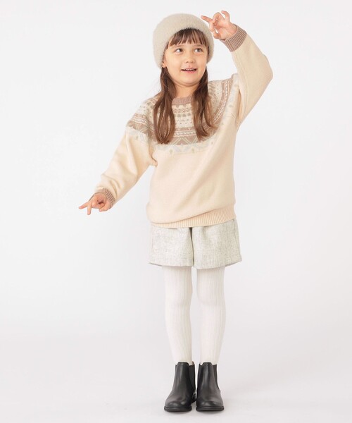 SHIPS（シップス）の「SHIPS KIDS:ガールズ ニット ワッチ（ニットキャップ/ビーニー・キッズ・ベージュ/ライトピンク・ONE SIZE）」の5枚目の写真