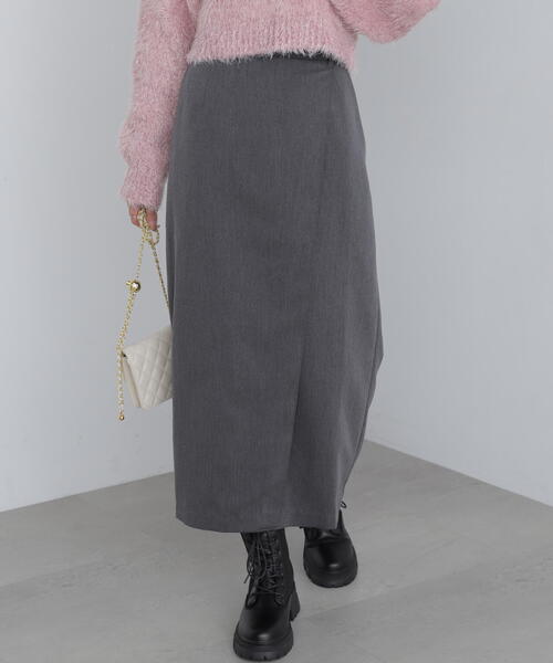 FREE'S MART（フリーズマート）の「ラップ風ナロースカート（スカート・レディース・グレー/ブラック/ブラウン系その他・SMALL/MEDIUM）」の2枚目の写真