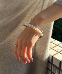 Diliraba（ディリラバ）の「【Diliraba】ステンレスチェーン×パール ミックスブレスレット（ブレスレット）」