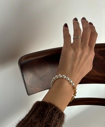 Diliraba（ディリラバ）の「【Diliraba】ステンレスチェーン×パール ミックスブレスレット（ブレスレット）」