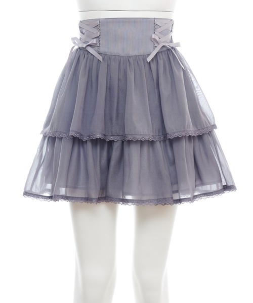 Secret Honey（シークレットハニー）の「レースアップティアードスカパン（スカート・レディース・ピンク/グレー/ブラック・MEDIUM）」の2枚目の写真
