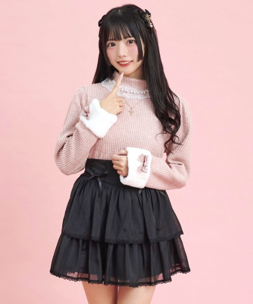 Secret Honey（シークレットハニー）の「レースアップティアードスカパン（スカート・レディース・ピンク/グレー/ブラック・MEDIUM）」の9枚目の写真