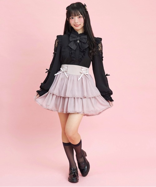 Secret Honey（シークレットハニー）の「レースアップティアードスカパン（スカート・レディース・ピンク/グレー/ブラック・MEDIUM）」の13枚目の写真