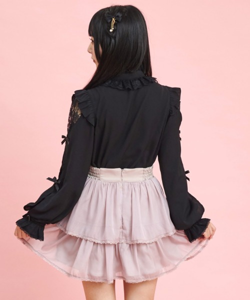 Secret Honey（シークレットハニー）の「レースアップティアードスカパン（スカート・レディース・ピンク/グレー/ブラック・MEDIUM）」の12枚目の写真