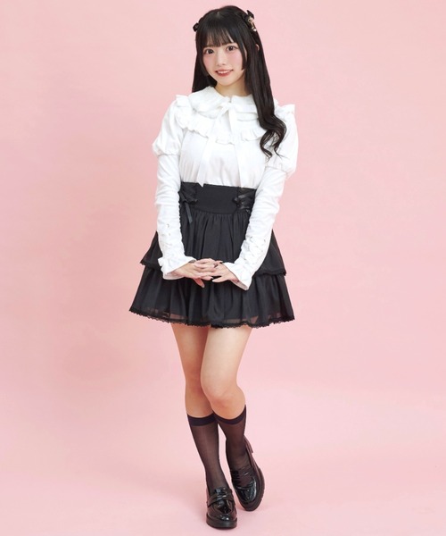 Secret Honey（シークレットハニー）の「レースアップティアードスカパン（スカート・レディース・ピンク/グレー/ブラック・MEDIUM）」の11枚目の写真