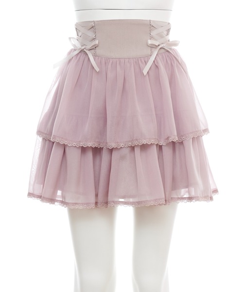 Secret Honey（シークレットハニー）の「レースアップティアードスカパン（スカート・レディース・ピンク/グレー/ブラック・MEDIUM）」の8枚目の写真