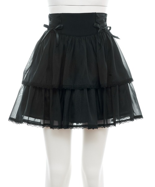 Secret Honey（シークレットハニー）の「レースアップティアードスカパン（スカート・レディース・ピンク/グレー/ブラック・MEDIUM）」の7枚目の写真