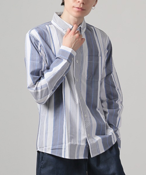 NUMBER NINE 長袖 ボタンダウンシャツ 総柄 ワイシャツ 総柄 ネイビー ジャカード | STYLE WORKS（スタイル