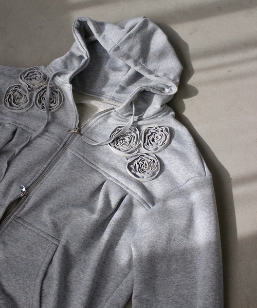 ローズモチーフダブルジップフーディー【SANSeLF】 sanw24a062
