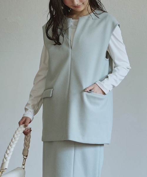 【セール】【小柄女性向け】圧縮ウールライクミディベスト《日本製》（ベスト）｜Sirin（シリン）