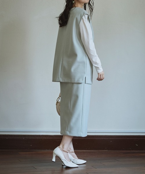 Sirin(シリン)の「≪セットアップ可≫ 圧縮ウールライクミディベスト【2サイズ展開】(ベスト・レディース・ミント/ベージュ・X-SMALL/SMALL)」の12枚目の写真