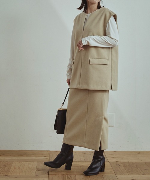 Sirin(シリン)の「≪セットアップ可≫ 圧縮ウールライクミディベスト【2サイズ展開】(ベスト・レディース・ミント/ベージュ・X-SMALL/SMALL)」の14枚目の写真