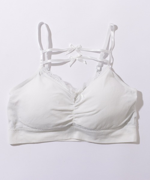 Lace Ladies(レースレディース)の「フロント ギャザー ダブル リボン ソフト ハーフトップ(チューブトップ・レディース・ブラック/ホワイト・FREE)」の9枚目の写真