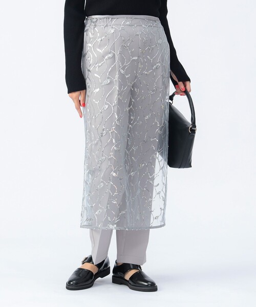 BEAMS HEART（ビームスハート）の「スパンコール ラップスカート（スカート・レディース・オレンジ/グレー・FREE）」の2枚目の写真