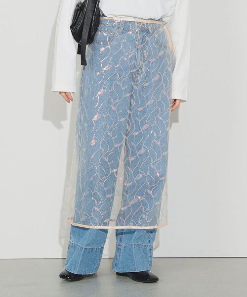 BEAMS HEART（ビームスハート）の「スパンコール ラップスカート（スカート・レディース・オレンジ/グレー・FREE）」の9枚目の写真