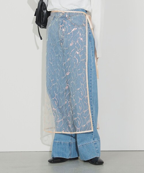 BEAMS HEART（ビームスハート）の「スパンコール ラップスカート（スカート・レディース・オレンジ/グレー・FREE）」の10枚目の写真