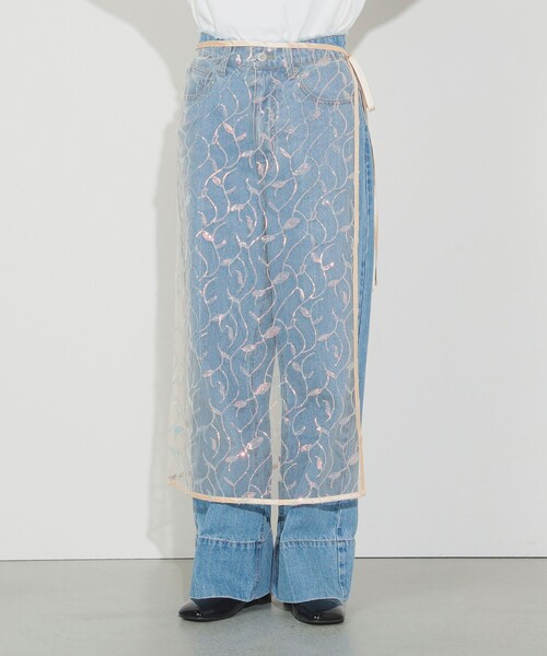 BEAMS HEART（ビームスハート）の「スパンコール ラップスカート（スカート・レディース・オレンジ/グレー・FREE）」の11枚目の写真