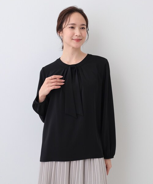 DRESKIP（ドレスキップ）の「イージーケア ボウタイブラウス（シャツ/ブラウス・レディース・オフホワイト/サックスブルー/ブラック・02/01/04/03）」の8枚目の写真