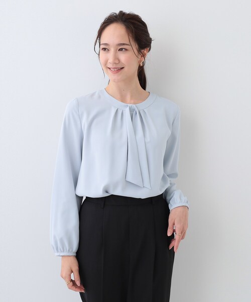 DRESKIP（ドレスキップ）の「イージーケア ボウタイブラウス（シャツ/ブラウス・レディース・オフホワイト/サックスブルー/ブラック・02/01/04/03）」の12枚目の写真