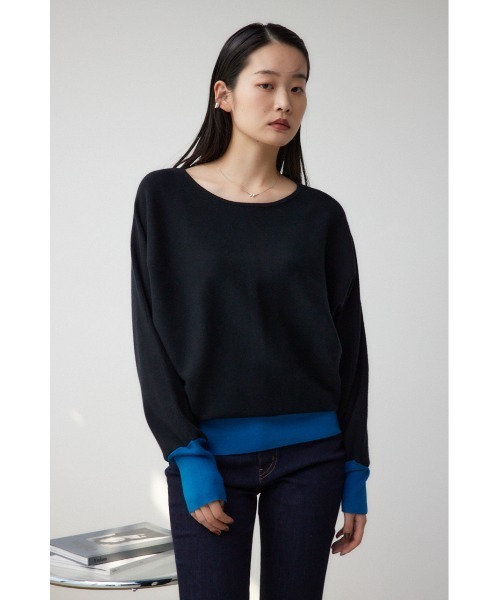 AZUL by moussy（アズールバイマウジー）の「バイカラードルマンニットプルオーバー（ニット/セーター・レディース・ブラック/ネイビー/グレー/ライトグレー/ブラック系その他/オレンジ系その他・FREE）」の13枚目の写真