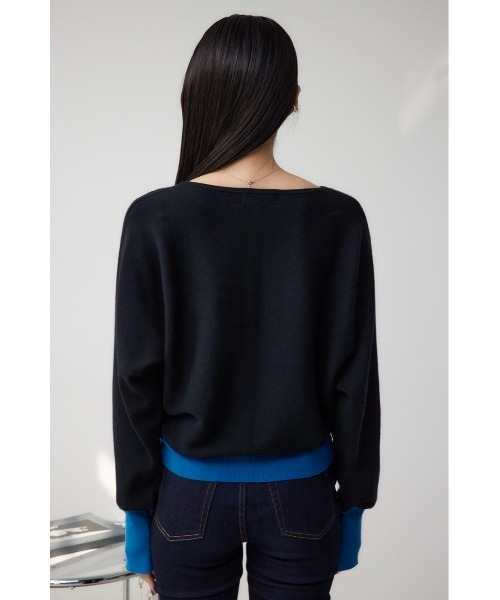 AZUL by moussy（アズールバイマウジー）の「バイカラードルマンニットプルオーバー（ニット/セーター・レディース・ブラック/ネイビー/グレー/ライトグレー/ブラック系その他/オレンジ系その他・FREE）」の9枚目の写真