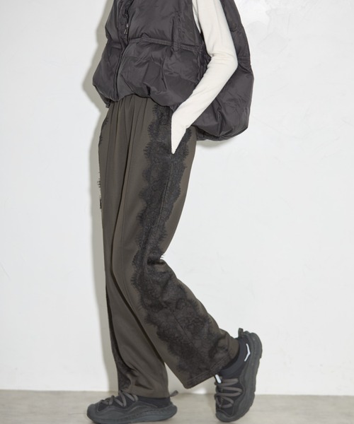 【セール】レースライントラックパンツ（スラックス）｜leimn（レイムン）