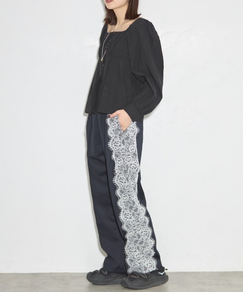 【セール】レースライントラックパンツ（スラックス）｜leimn（レイムン）