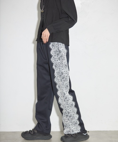 【セール】レースライントラックパンツ（スラックス）｜leimn（レイムン）