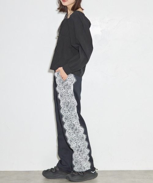 【セール】レースライントラックパンツ（スラックス）｜leimn（レイムン）