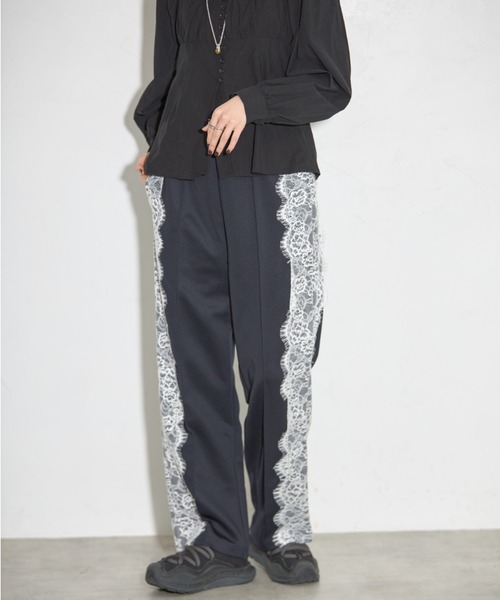 【セール】レースライントラックパンツ（スラックス）｜leimn（レイムン）