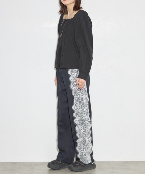【セール】レースライントラックパンツ（スラックス）｜leimn（レイムン）