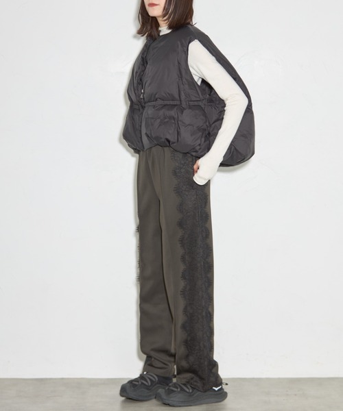 【セール】レースライントラックパンツ（スラックス）｜leimn（レイムン）