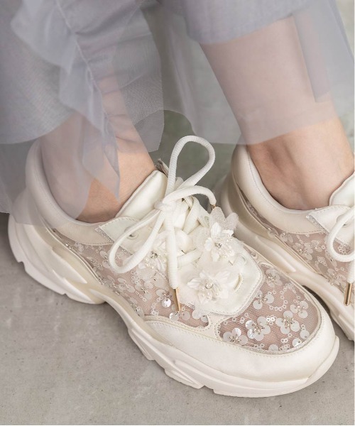 RANDA（ランダ）の「【Flower Collection】2WAY フラワーデザインシアースニーカー（スニーカー・レディース・ピンク/アイボリー・M/S/L/LL）」の7枚目の写真