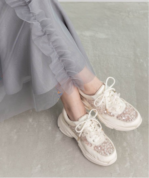 RANDA（ランダ）の「【Flower Collection】2WAY フラワーデザインシアースニーカー（スニーカー・レディース・ピンク/アイボリー・M/S/L/LL）」の9枚目の写真