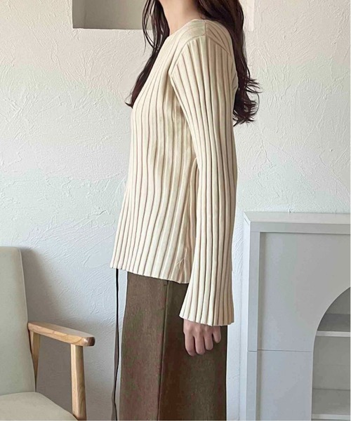 apres jour clair(アプレジュールクレア)の「【apres jour clair】リブデザインニット【ZOZOTOWN限定アイテム】(ニット/セーター・レディース・グリーン系その他/オレンジ系その他/アイボリー・フリー/X-LARGE)」の16枚目の写真