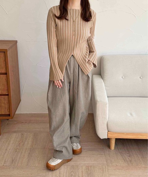 apres jour clair(アプレジュールクレア)の「【apres jour clair】リブデザインニット【ZOZOTOWN限定アイテム】(ニット/セーター・レディース・グリーン系その他/オレンジ系その他/アイボリー・フリー/X-LARGE)」の8枚目の写真
