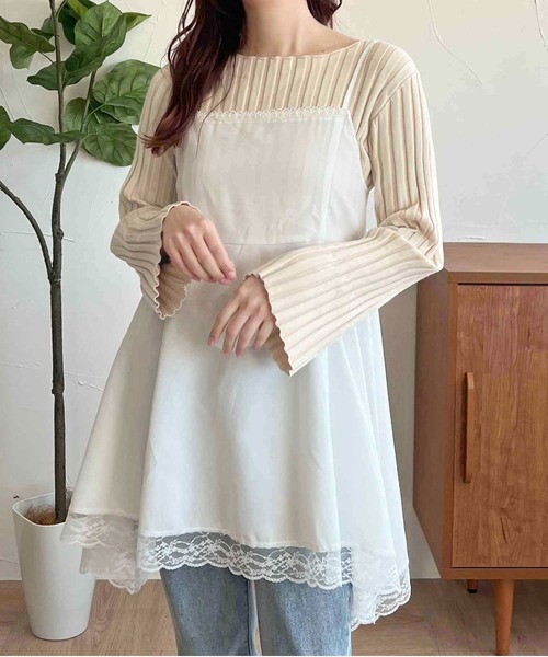 apres jour clair(アプレジュールクレア)の「【apres jour clair】リブデザインニット【ZOZOTOWN限定アイテム】(ニット/セーター・レディース・グリーン系その他/オレンジ系その他/アイボリー・フリー/X-LARGE)」の5枚目の写真