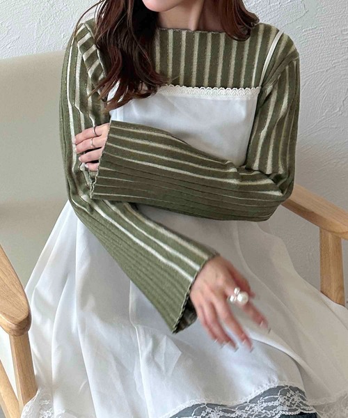 apres jour clair(アプレジュールクレア)の「【apres jour clair】リブデザインニット【ZOZOTOWN限定アイテム】(ニット/セーター・レディース・グリーン系その他/オレンジ系その他/アイボリー・フリー/X-LARGE)」の10枚目の写真
