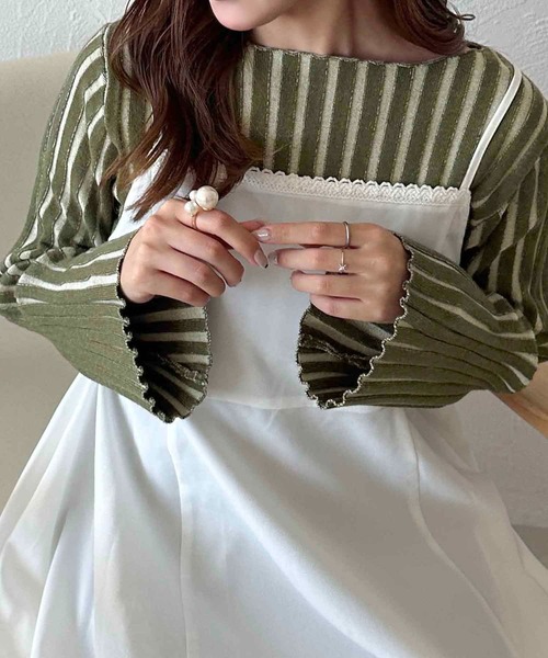 apres jour clair(アプレジュールクレア)の「【apres jour clair】リブデザインニット【ZOZOTOWN限定アイテム】(ニット/セーター・レディース・グリーン系その他/オレンジ系その他/アイボリー・フリー/X-LARGE)」の11枚目の写真
